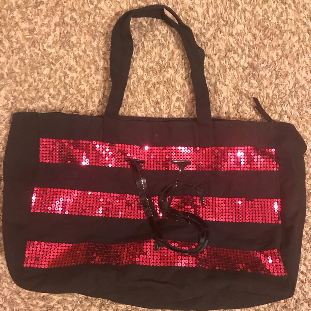 Black velvet Victoria Secret sequined bag